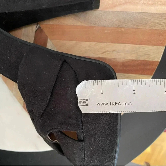 VINTAGE - Y2K Flatform Black Vegan Leather Suede Sandals - Picture 4 of 5